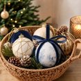thumbnail image 1 of WIZUTIZ Patterned Fabric Christmas Ball Ornament 8cm, Cloth Covered Foam Bauble with Hanging Loop, Festive Tree Tabletop Home Decoration, 1 of 6