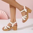 thumbnail image 1 of WIZUTIZ Platform Sandals Women Dress Sandals for Women Casual Comfortable Stretch Beach Sandals Buckle Round Toe Shoes Flat Heel (O"-1) Wide Solid Sandals Mother's Day Gifts Up to 60% Off White, 1 of 3