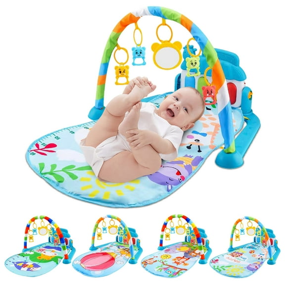 WIZUTIZ Play Mat Piano Activity Mat with 5 Linkable Toys for Babies Infant Toddler Educational Music Play Gym