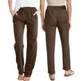 thumbnail image 1 of WIZUTIZ Plus Size Pants for Women Plus Size Casual Loose Wide Leg Sweatpants Elastic Stretch High Rise Slacks Pants Solid Drawstring with Pockets Pants for Teen Girls Tiktok Trend Items Party Brown, 1 of 6