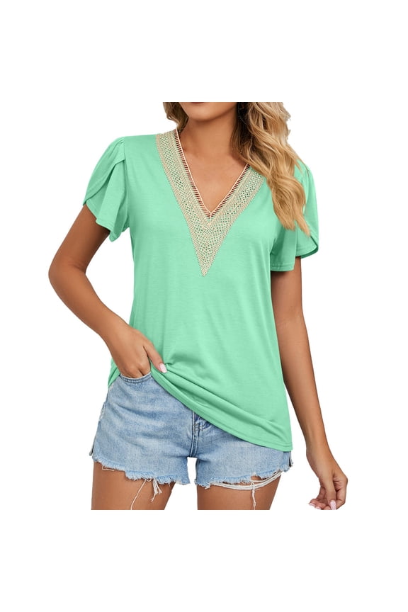 Plus Size Tops for Women up to 30% Off Trendy Work Out Plus Size Shirts Short Sleeve Ultra Soft Ladies Tshirt Lightweight Solid Fluffy Tshirts Retro Plus T-shirt Cozy Style V-Neck Blouse Mi