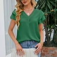 thumbnail image 1 of WIZUTIZ Plus Size Tops for Women Sales Cotton Soft T-shirt Solid Breathable Plus Size Short Sleeve Tshirts Flowy Ladies Blouse Ultra Soft Loose Fit Tee Fashion Vintage V-Neck Tops Green XL, 1 of 6