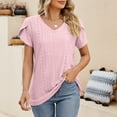 thumbnail image 1 of WIZUTIZ Plus Size Tops for Women Sales Cotton Soft T-shirt Solid Breathable Plus Size Short Sleeve Tshirts Flowy Ladies Blouse Ultra Soft Loose Fit Tee Fashion Vintage V-Neck Tops Hot Pink, 1 of 6