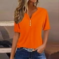 thumbnail image 1 of WIZUTIZ Plus Size Tops for Women Clearance Sales Cotton Soft T-shirt Solid Breathable Plus Size Short Sleeve Tshirts Flowy Ladies Blouse Ultra Soft Loose Fit Tee Fashion Vintage V-Neck Tops Orange M, 1 of 4
