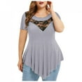thumbnail image 1 of WIZUTIZ Plus Size Tops for Women Sales Plus Size Elegant Summer-Beach Tops Ladies Casual V-Neck Tee Work Out Short Sleeve Athletic T-shirt Basic Cotton Blend Tshirts Trendy Solid Blouse Gr, 1 of 6