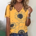 thumbnail image 1 of WIZUTIZ Plus Size Tops for Women Sales Plus Size Elegant Summer-Beach Tops Ladies Casual V-Neck Tee Work Out Short Sleeve Athletic T-shirt Basic Cotton Blend Tshirts Trendy Solid Blouse Ye, 1 of 3