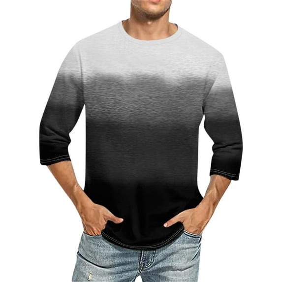 WIZUTIZ Plus Size Tops for Mens, Men Print Round Neck Casual Fashion Short Sleeve Round-Neck Blouses Shirts up to 50% Off