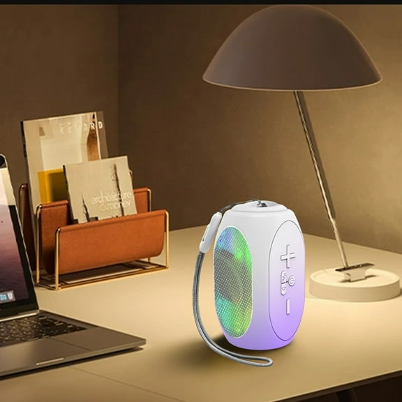 WIZUTIZ RGB Colorful Bluetooth Speaker 5.3 Portable Wireless Desktop Speaker Pink Purple High Battery Low Latency Wide Area Sound Effect With Hanging Rope For Bedroom Office