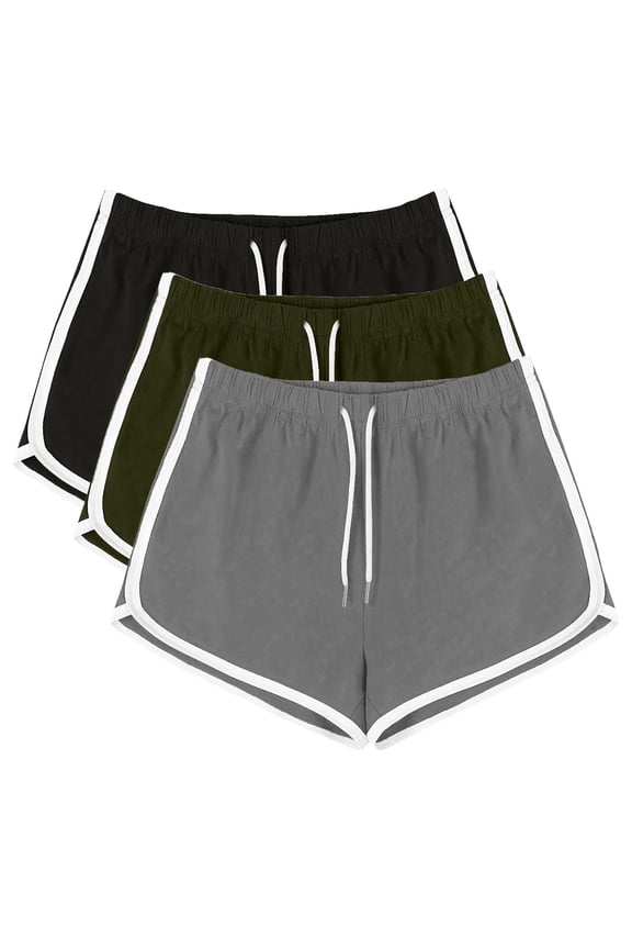 Running Shorts for Women Oversized Stylish Slim Running Dolphin Shorts 3 Packs Spandex Elastic Mid Rise Slit Drawstring Swim Shorts Solid Swim Shorts for Ladies Vacation Green