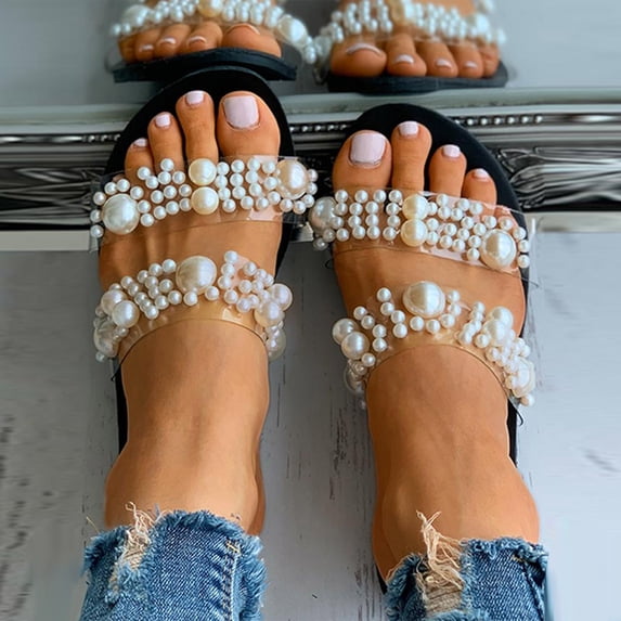 WIZUTIZ Shower Sandals Women Athletic Casual Womens Summer Sandals Jeweled Shimmer BOHO Slides Shower Shoes Beach Slippers Indoor Cushion Slip on Sandals for Older Women Valentines Day Gifts