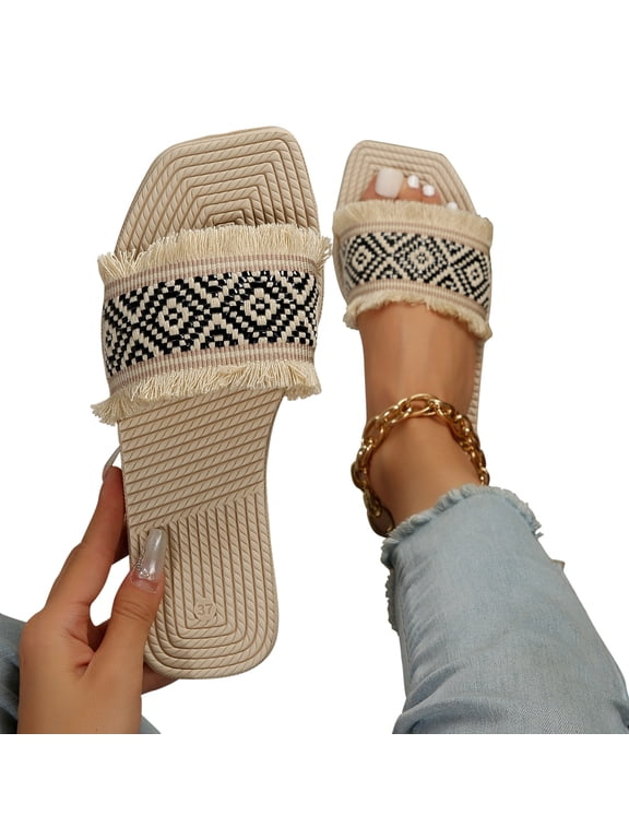 Shower Sandals Women Casual Vintage Womens Sandals Summer EVA Soft Slippers Slippers Knitted BOHO Beach Sandals Outdoor Slide Sandals Mother's Day Gifts