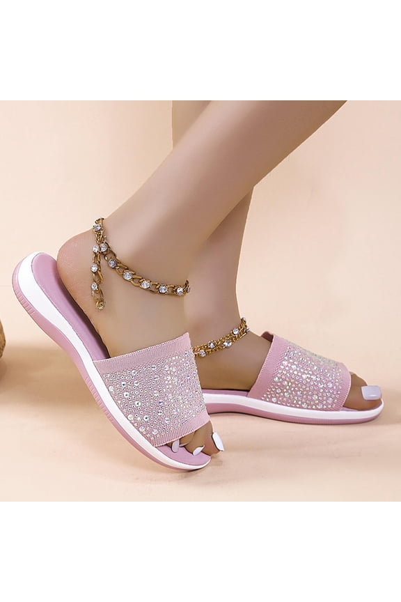 Shower Sandals Women Comfort Retro Lightweight Womens Slide Sandals Summer EVA Soft Slides Platform Heels Slide Sandals Knitted BOHO Beach Sandals Outdoor Slides