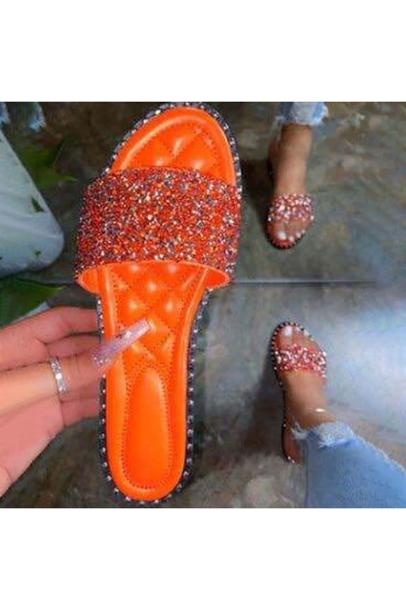 Shower Sandals Women Comfortable Vintage Womens Slides Summer Jeweled BOHO Sparkly Slide Sandals Slip on Sandals Beach Slide Sandals Outdoor Non-Slip Slip on Sandals Anniversary Gifts