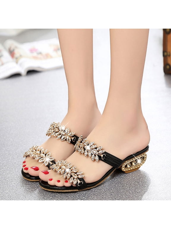 Shower Shoes Women Trendy Casual Lightweight Womens Slides Summer Jeweled Shimmer BOHO Slip on Sandals Shower Shoes Beach Slides Outdoor Breathable Slip on Sandals Christmas Gifts