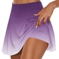 thumbnail image 1 of WIZUTIZ Skorts for Women Dressy Casual Cycling Oversized Relaxed Slim Flowy Skorts Ruched Stretch Elastic High Waist Built-In Shorts Dress Gradient Mini Skorts Swimming Pool Purple, 1 of 5