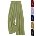 thumbnail image 1 of WIZUTIZ Slacks for Women Dressy Casual Breathable Stylish Loose Wide Leg Sweatpants Elastic Spandex High Rise Beach Pants Solid Drawstring Paperbag Summer Pants Business Petite/Regular/Tall Purple, 1 of 1