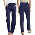 thumbnail image 1 of WIZUTIZ Slacks for Women Oversized Relaxed Relaxed Fit Wide Leg Dress Pants Spandex Elastic High Rise Dress Pants Solid Drawstring with Pockets Sweatpants Swim Petite/Regular/Tall Blue, 1 of 6