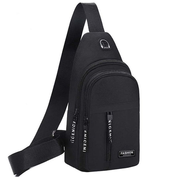 WIZUTIZ Sling Bag for Men Casual Chest Bag for Men Small Crossbody Bags with Adjustable Shoulder Strap Shoulder Bags Gym Bags for Men Solid Bags Water Resistant With Inner Pocket Bag Black
