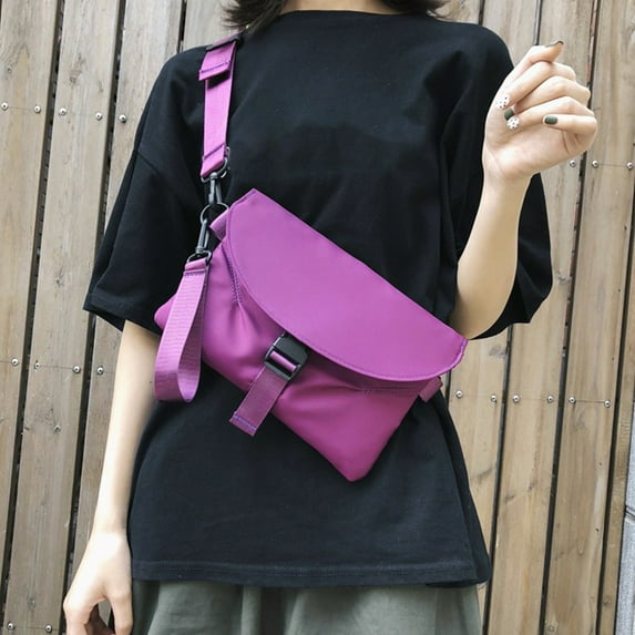 WIZUTIZ Sling Bag For Women & Men Crossbody Backpack With Headphone Hole Chest Bag Daypack Crossbody For Travel Sport Hiking Womens Chest Bags Womens Messenger Bags Purple