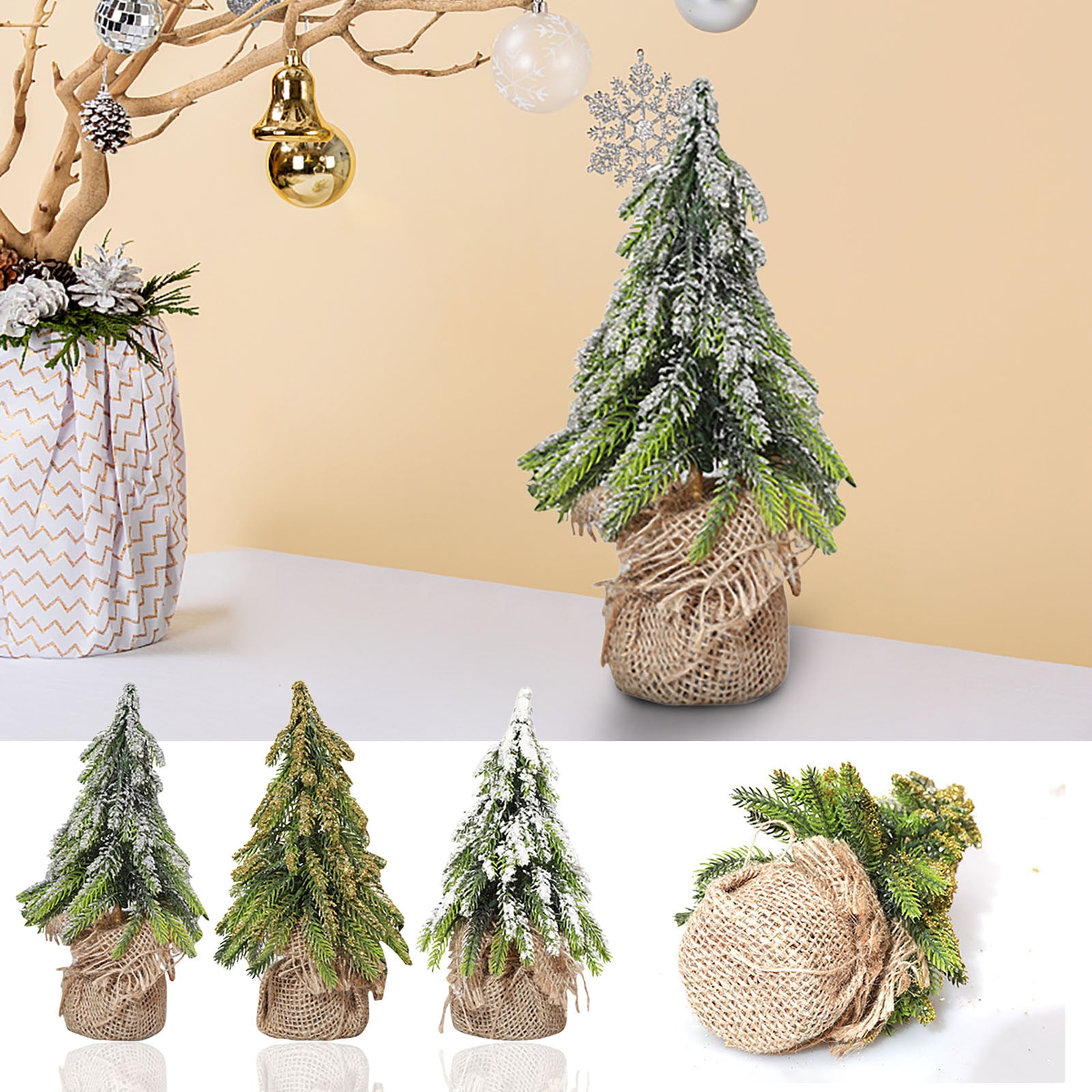 WIZUTIZ Snowflake Flocking Christmas Table Tree Decoration, Super Thick ...