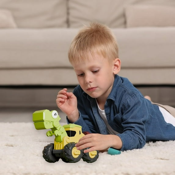 Latrodar Stocking Stuffers for Kids Toddler Toys Dinosaur Toy Cars Construction Dinosaur Vehicles Toys Four-Wheel-Drive Excavator Bulldozer Inertial Vehicle for Boys Engineering Veh