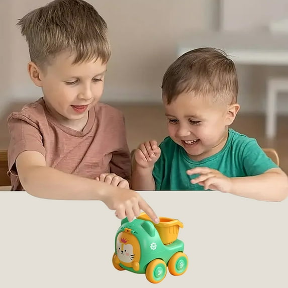 WIZUTIZ Stocking Stuffers for Kids Engineering Vehicle Toys For Kids Interactive Nature Inspired Push And Move Supports Motor Skills Pretend Play With Flip Top Storage Green 4.8x3