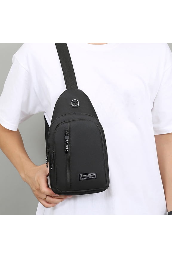 Strap Bag Crossbody Backpack With Hole Strap Backpack Hiking Backpack Multipurpose Crossbody Chest Bag for Men Womens Chest Bags Men's Chest Bags Chest Bags Womens Men's Classic Bag Black