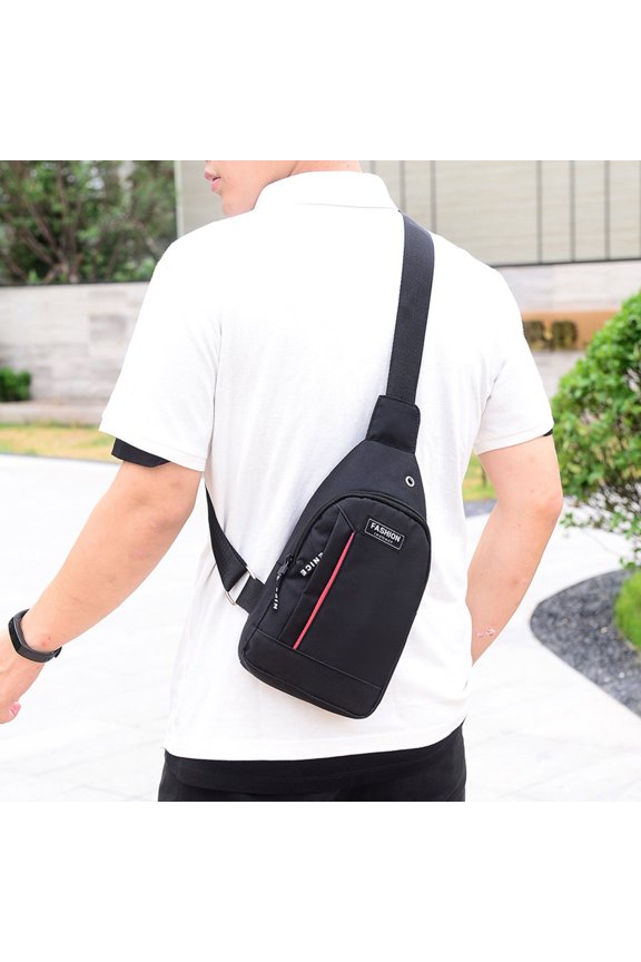 Strap Bag Crossbody Backpack With Hole Strap Backpack Hiking Backpack Multipurpose Crossbody Chest Bag for Men Womens Chest Bags Womens Men's Black