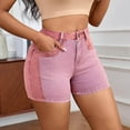 thumbnail image 1 of WIZUTIZ Stretchy Jeans Shorts for Women Mid Rise Shorts Solid with Pockets Button Zipper Denim Shorts Slim Trendy Relaxed Sports Denim Shorts for Ladies Breathable Date Pink, 1 of 5