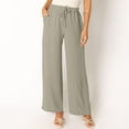 thumbnail image 1 of WIZUTIZ Summer Pants for Women Vintage Leisure Relaxed Fit Wide Leg Summer Pants Elastic Spandex High Waist Palazzo Pants Solid Drawstring with Pockets Sweatpants for Lady Fitness Shopping Gray, 1 of 6