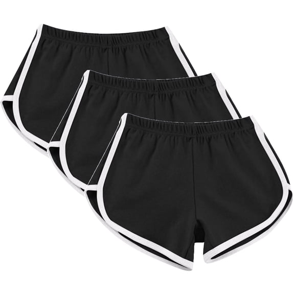 WIZUTIZ Sweat Shorts Women Classic Relaxed Slimming Dance Dolphin Shorts Pack of 3 Elastic Stretch Mid Rise Swimwear Heart Print Swimsuit for Lady Travel Black