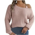 thumbnail image 1 of WIZUTIZ Sweaters for Women off Shoulder Long Sleeve Oversized Sweaters Knitted Loose Tunic Tops Ladies Pullover Tops with Metal Button Blouses Shirts, 1 of 7