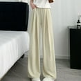 thumbnail image 1 of WIZUTIZ Sweatpants Women Lightweight Casual Relaxed Fit Wide Leg Sweatpants Spandex Elastic High Waist Full Length Trousers Solid Flowy Pleated with Pockets Pants for Ladies Office Vacation Beige, 1 of 5