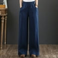 thumbnail image 1 of WIZUTIZ Sweatpants Women Retro Relaxed Loose Wide Leg Palazzo Pants Stretch Elastic High Rise Full Length Pants Solid with Pockets Dress Pants for Teen Girls Gym Anniversary Blue, 1 of 6