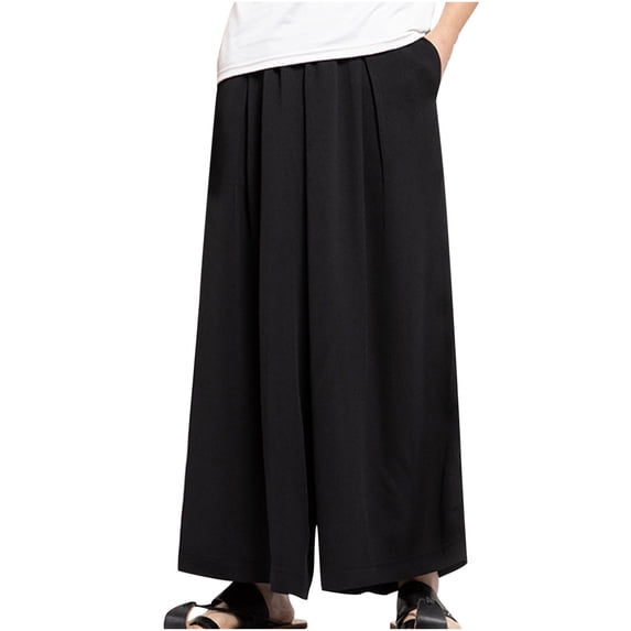 WIZUTIZ Sweatpants for Men, Men Casual Fashion Solid Mid-Rise Straight Lace-Up Elastic Waist Loose Casual Pants Reduced Price