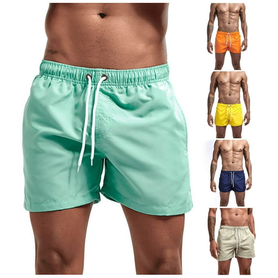 WIZUTIZ Swim Trunks Mens Fashion 3 Inch Mesh Liner Men's Swimwear Bathing Suit Short Swimming Trunks for Men Beach Shorts