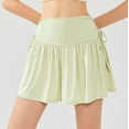 thumbnail image 1 of WIZUTIZ Tennis Skorts for Women Running Performance Leisure Slim Flowy Skorts Pleated Elastic Stretch High Rise A Line Dress Built-In Shorts Skorts Solid Mini Skorts for Ladies Beach Green, 1 of 6