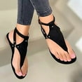 thumbnail image 1 of WIZUTIZ Thong Sandals for Women Beach Womens Dress Sandals Comfortable Soft Stretchy Beach Sandals Pull-On Round Toe Shoes Mid Heel (2"-3") Wide Solid Sandals for Ladies Going Out Free Shipping Black, 1 of 3
