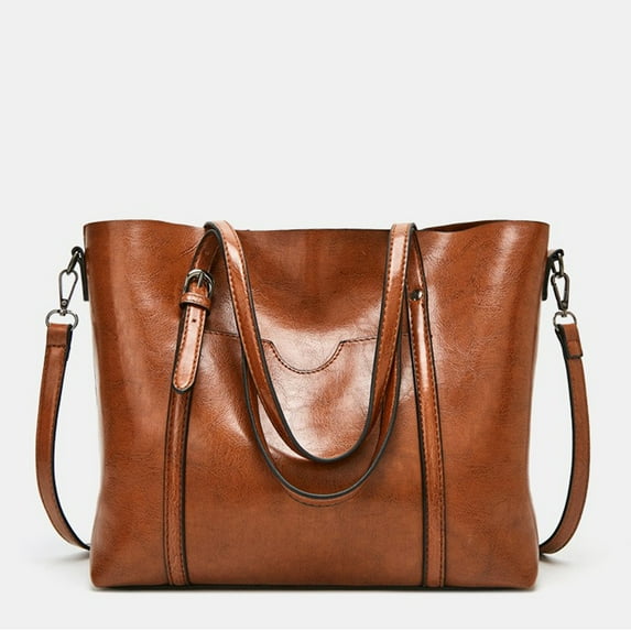 WIZUTIZ Tote Bags for Women Womens Handbags with Adjustable Strap Zipper Pockets Shoulder Bags Medium Solid Bags Waterproof Durable Bag 1 PC Brown