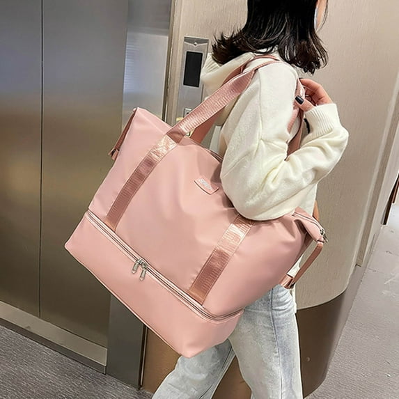 WIZUTIZ Travel Bag Women's Fitness Portable Lightweight-to-birth Bag Can Be Set With A Trolley Case Large Luggage Storage Bag for Women Womens Handbags Large Easy Rose Gold
