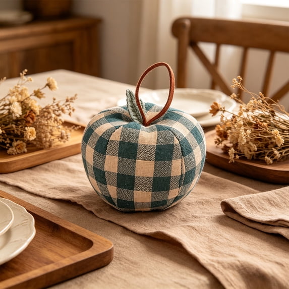 WIZUTIZ Vintage Fabric Apples Decor 3-Pack Handmade Stuffed Cloth Fruit for Home Shelf Farmhouse Kitchen Table Centerpiece Green