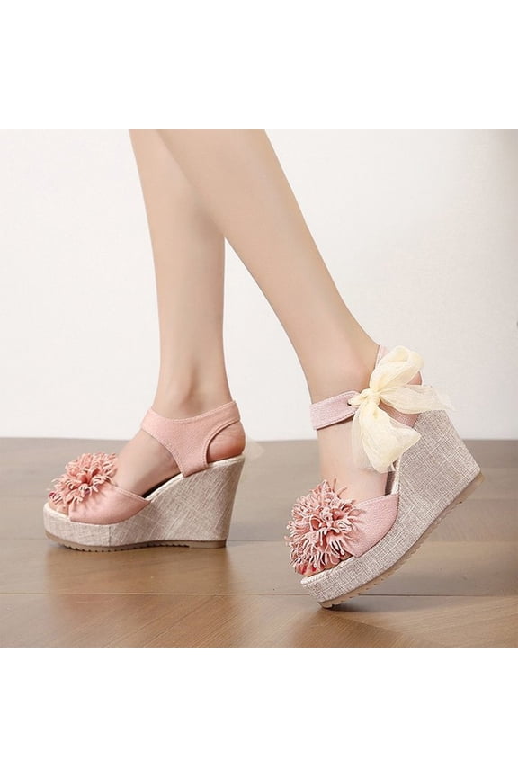 Wedge Sandals for Women High Heel for Women Comfortable Sandals for Women Comfortable Sports Elastic Beach Sandals Shoes High Heel Solid Sandals 10cm for Older Women Mother's Day Gifts Pink