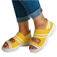 thumbnail image 1 of WIZUTIZ Wedge Sandals for Women Hiking Sandals Women Elastic Running Comfort Beach Sandals Pull-On Round Toe Summer Shoes Mid Heel (2"-3") Medium Solid Sandals for Ladies Holiday Up to 60% Off Yellow, 1 of 1