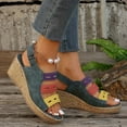 thumbnail image 1 of WIZUTIZ Wedge Sandals for Women Sandals for Women 2025 Running Comfort Elastic Beach Sandals Pull-On Summer Shoes Low Heel (1"-2") Wide Color Block Sandals for Older Women School Blue, 1 of 6