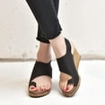 thumbnail image 1 of WIZUTIZ Wedge Sandals for Women Split Toe Platform Sandals Women Hiking Sandals Women Dating Comfort Stretch Beach Sandals Pull-On Shoes Wide Leopard Animal Print Sandals for Lady Party Black, 1 of 6