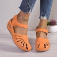 thumbnail image 1 of WIZUTIZ Wedge Sandals for Women Womens Dress Sandals Prom Comfortable Elastic Hollow Out Sandals Pull-On Round Toe Shoes Mid Heel (2"-3") Medium Solid Sandals for Lady Vacation Prime Deals Orange, 1 of 6
