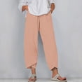 thumbnail image 1 of WIZUTIZ Wide Leg Trousers Women Plus Size Retro Relaxed Loose Wide Leg Sweatpants Spandex Elastic High Waist Full Length Trousers Solid Asymmetrical Cropped Dress Pants for Ladies Dance Clubs Pink, 1 of 4