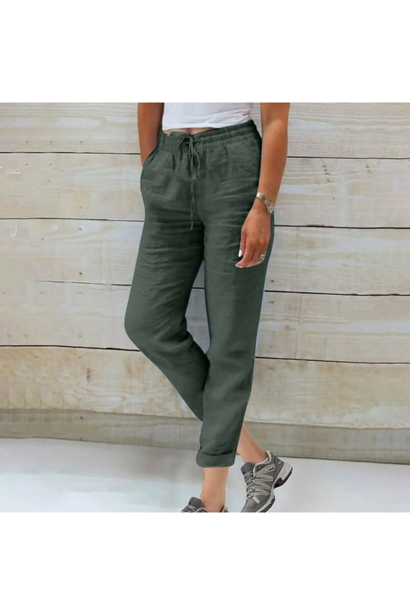 Womans Dress Pants Lightweight Trendy Baggy Wide Leg Summer Pants Elastic Stretch High Waist Palazzo Pants Solid Drawstring with Pockets Summer Pants Fitness Beach Green