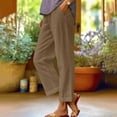 thumbnail image 1 of WIZUTIZ Women Work Pants Plain Stylish Baggy Wide Leg Pants Elastic Stretch High Rise 7/8 Length Dress Pants Solid with Pockets Beach Pants for Ladies Dance Street Brown, 1 of 5