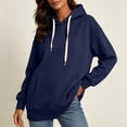 thumbnail image 1 of WIZUTIZ Women's Casual Hooded Pocket Sweatshirt Long Sleeve Pullover Hoodie Solid Color Relaxed Fit Fall Winter Everyday Warm Top, 1 of 9